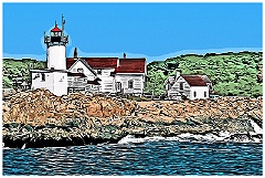 Waves Crashing at Eastern Point Lighthouse -Digital Painting